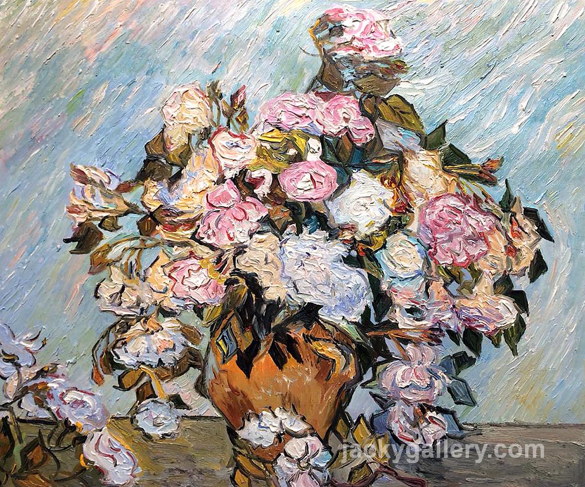 Still Life With Roses Still Life Vase with Roses, Vincent Van Gogh high quality hand-painted ...